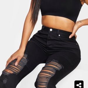 Shape Black Denim Extreme Rip Boyfriend Jeans